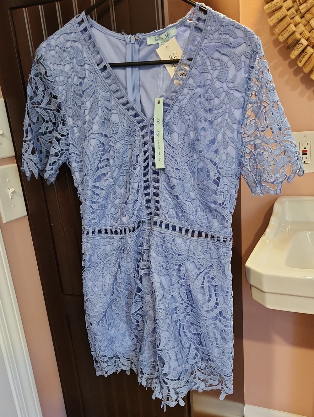 She + Sky Lavender Lace Romper Romper M NWT